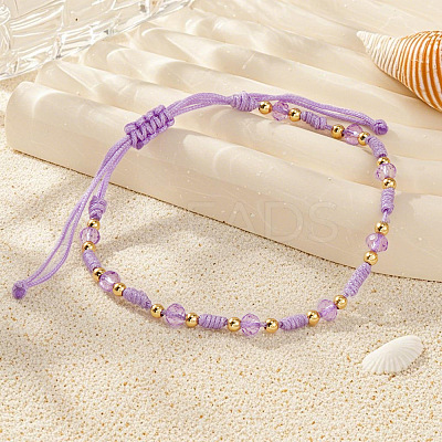 Glass & Brass Beads Braided Bead Bracelets LS-ZQ2730-1