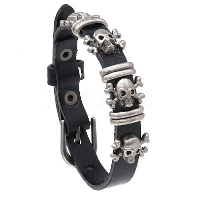 Alloy Skull Rivets Bracelet BJEW-C037-04A-1