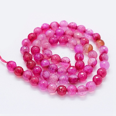 Faceted Natural Agate Beads Strands G-F561-6mm-D03-1