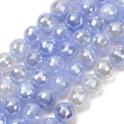 Electroplated Natural Agate Beads Strands G-B191-A07-8mm-16-1