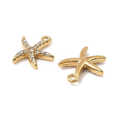 304 Stainless Steel with Crystal Rhinestone Charms STAS-G358-05G-06-1