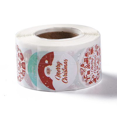 4 Patterns Christmas Round Dot Self Adhesive Paper Stickers Roll DIY-A042-03A-1