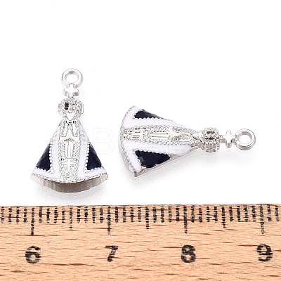 Prussian Blue Alloy Enamel Pendants PALLOY-T092-14P-1