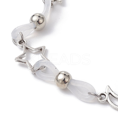 Alloy & Silicone Link Chain Bracelets BJEW-JB09984-01-1
