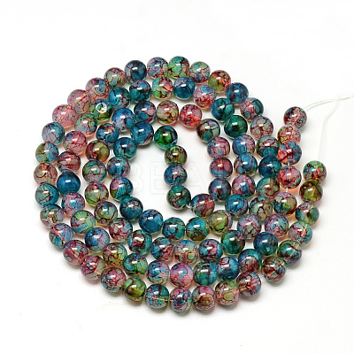 Baking Paint Glass Beads Strands X-DGLA-Q023-8mm-DB70-1