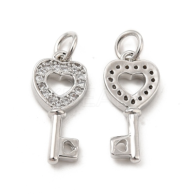 Brass Micro Pave Clear Cubic Zirconia Pendants KK-E068-VB179-1