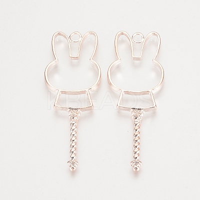 Alloy Bunny Open Back Bezel Pendants TIBE-S308-08RG-1
