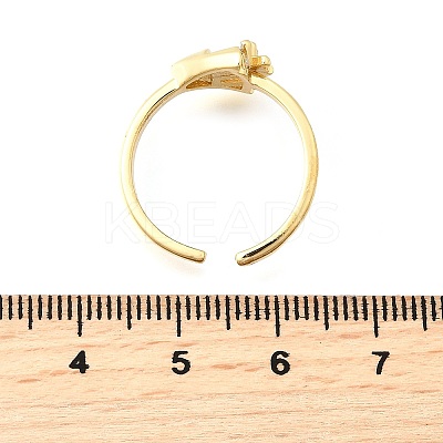 Ocean Theme Brass Micro Pave Cubic Zirconia Cuff Rings for Women LS-RJEW-F184-17D-G-1
