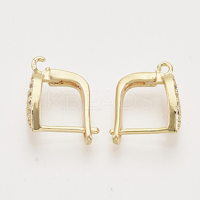 Brass Micro Pave Cubic Zirconia Hoop Earring Findings with Latch Back Closure LS-KK-T048-028G-NF-1