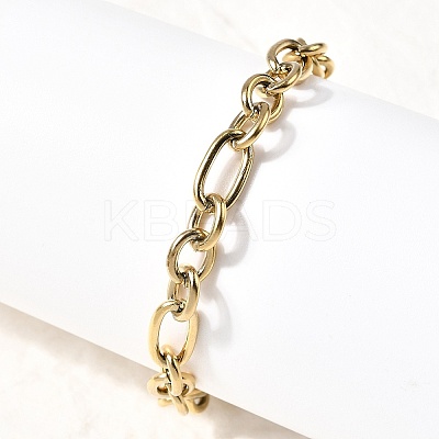 304 Stainless Steel Figaro Chains Bracelet for Women BJEW-Z140-03G-1