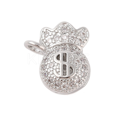 Rack Plating Brass Micro Pave Clear Cubic Zirconia Pendants KK-S380-36P-1