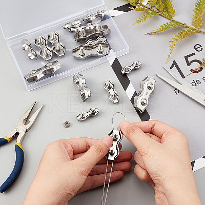 16Pcs 4 Style 304 Stainless Steel Double 2-Post Cable Clamp FIND-GA0002-28-1