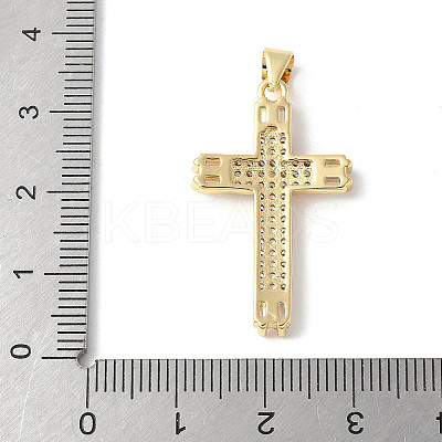 Brass Micro Pave Cubic Zirconia Cross Pendants ZIRC-I071-04G-03-1