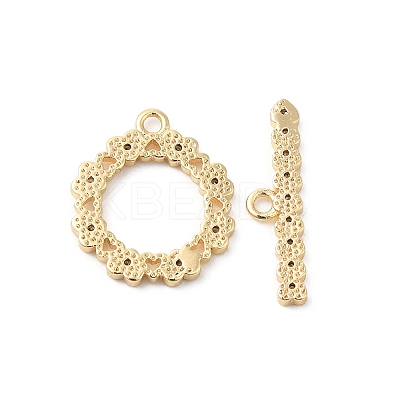 Brass Pave Clear Cubic Zirconia Toggle Clasps KK-P234-83G-1