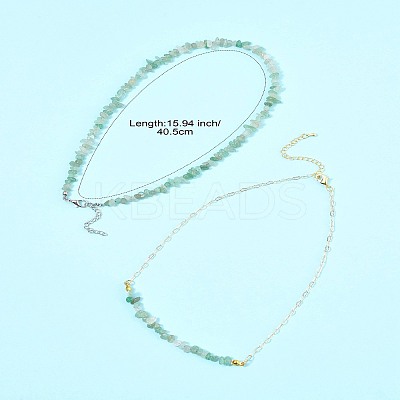 Natural Red Aventurine & Green Aventurine & Amethyst & Rose Quartz & Synthetic Turquoise Chips Beaded Necklaces NJEW-FS00013-1