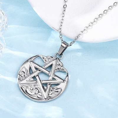 Viking Pentagram 304 Stainless Steel Pendant Necklaces NJEW-M096-01P-1