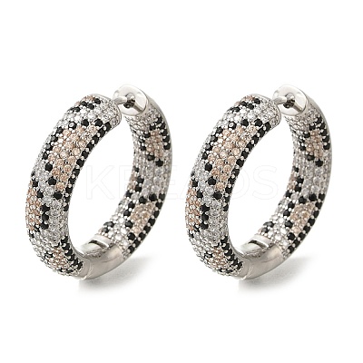 Rack Plating Brass Micro Pave Cubic Zirconia Hoop Earrings EJEW-H016-21P-1