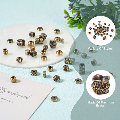 48Pcs 12 Style Tibetan Style Brass Beads KK-KS0001-23-1