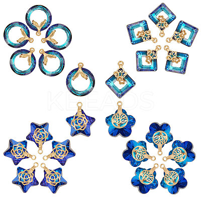 24 Pcs 4 Styles Electroplate Glass Charms EGLA-SC0001-04-1