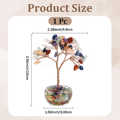 1Pc Natural Mixed Gemstone Chips Tree of Life Decorations DJEW-DJ0001-08A-1