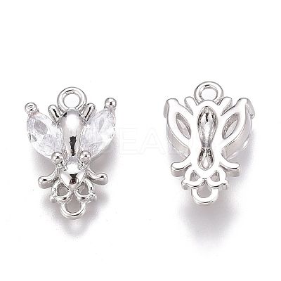 Brass Micro Pave Clear Cubic Zirconia Charms ZIRC-O035-24P-1