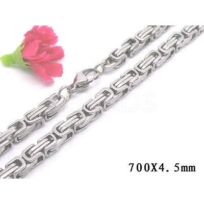Non-Tarnish 201 Stainless Steel Byzantine Chain Necklaces NJEW-V0313-06-1