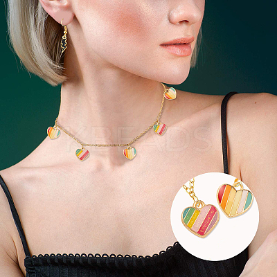 30Pcs 2 Styles Light Gold Alloy Enamel Charms ENAM-CJ0002-05-1