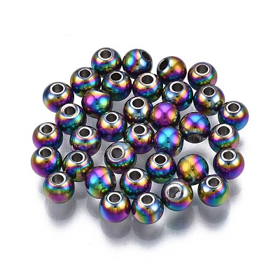 Rack Plating Rainbow Color 304 Stainless Steel Beads STAS-S119-081A-01-1