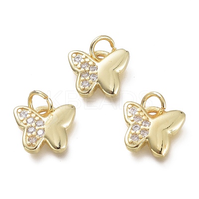 Brass Micro Pave Clear Cubic Zirconia Pendants KK-P188-Q01-G-1