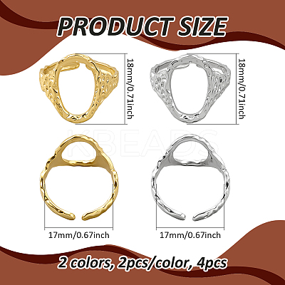 2 Colors 304 Stainless Steel Adjustable Cuff Rings for Women RJEW-HY0001-31A-1