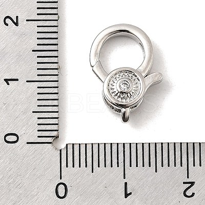 Brass Micro Pave Clear Cubic Zirconia Lobster Claw Clasps KK-A266-24B-P-1