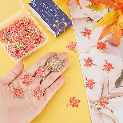 60Pcs Autumn Theme Rack Plating Alloy Enamel Pendants ENAM-SC0003-37-1