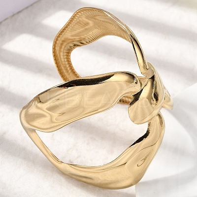 304 Stainless Steel Open Cuff Bangles for Women BJEW-K264-03G-1