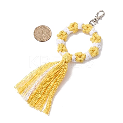 Flower Handmade Macrame Cotton Threads Pendant Decorations HJEW-JM02614-1