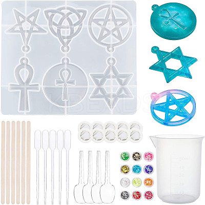 DIY Star of David & Ankh Cross Silicone Pendant Molds DIY-PH0004-94-1