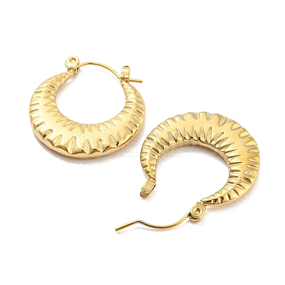 Texture Ring 304 Stainless Steel Hoop Earrings for Women EJEW-C067-07G-1