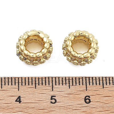 Brass Micro Pave Cubic Zirconia European Beads KK-Q006-47G-1