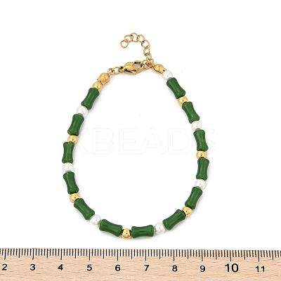 304 Stainless Steel Beaded Bracelets for Women BJEW-M056-08G-03-1