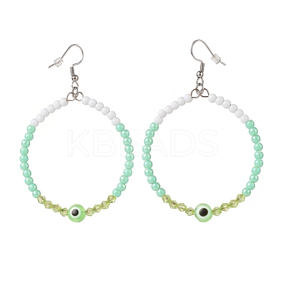 Resin Evil Eye & Acrylic Beaded Big Ring Dangle Earrings EJEW-JE04999-04-1