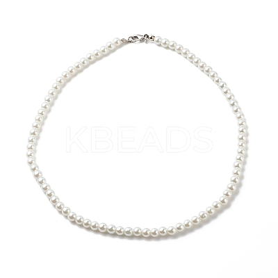 Glass Pearl Round Beaded Necklace for Women X-NJEW-JN03903-1
