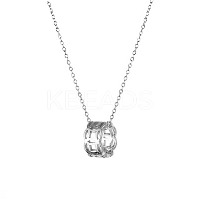 Retro Style 303 Stainless Steel Coin Circle Pendant Cable Chain Necklaces for Women FS-WG2B7EF-01-1