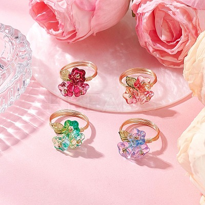 Electroplate Glass Beaded Rings RJEW-TA00195-1
