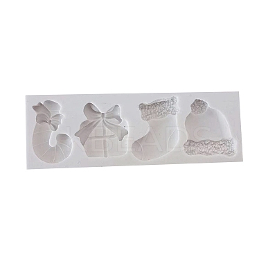 DIY Christmas Candy Cane & Gift Box & Sock & Hat Fondant Food Grade Silicone Molds XMAS-PW0001-027-1