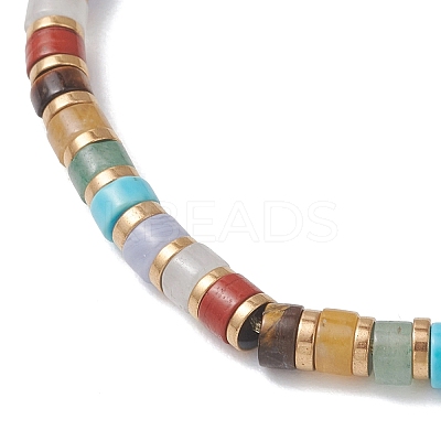 Natural & Synthetic Mixed Gemstone Disc Beads Braided Bead Bracelets for Women Men BJEW-JB13333-1