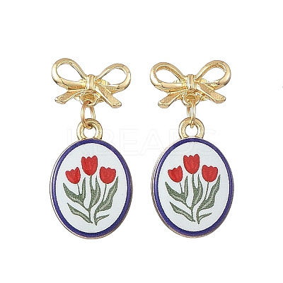 Printed Handmade Porcelain Dangle Earrings EJEW-JE07488-1