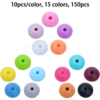 150Pcs 15 Style Food Grade Eco-Friendly Silicone Abacus Beads SIL-CA0001-24-1
