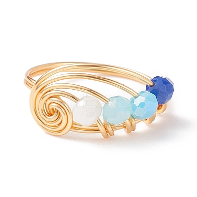 Glass Braided Vortex Finger Ring RJEW-TA00046-03-1