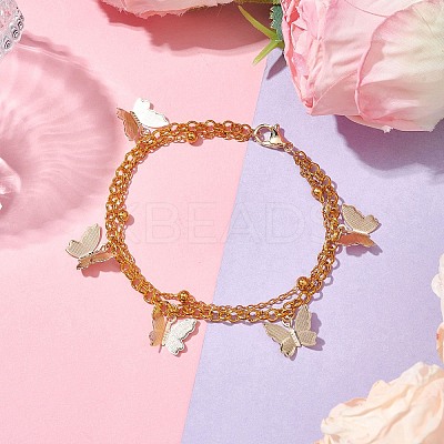 Brass Rolo Chain & Iron Cable Chain Multi-strand Bracelet BJEW-JB10405-1
