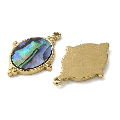 Oval 304 Stainless Steel Natural Paua Shell/White Shell Pendants Ion Plating(IP) STAS-U037-08G-02-1