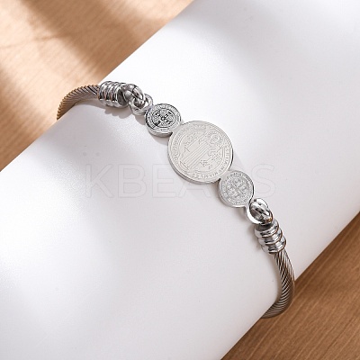 Religion 304 Stainless Steel Bangles for Women LS-BJEW-K280-01P-1